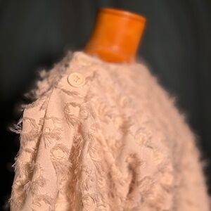 Zara Woman Textured Cream Sweater with Button Detail